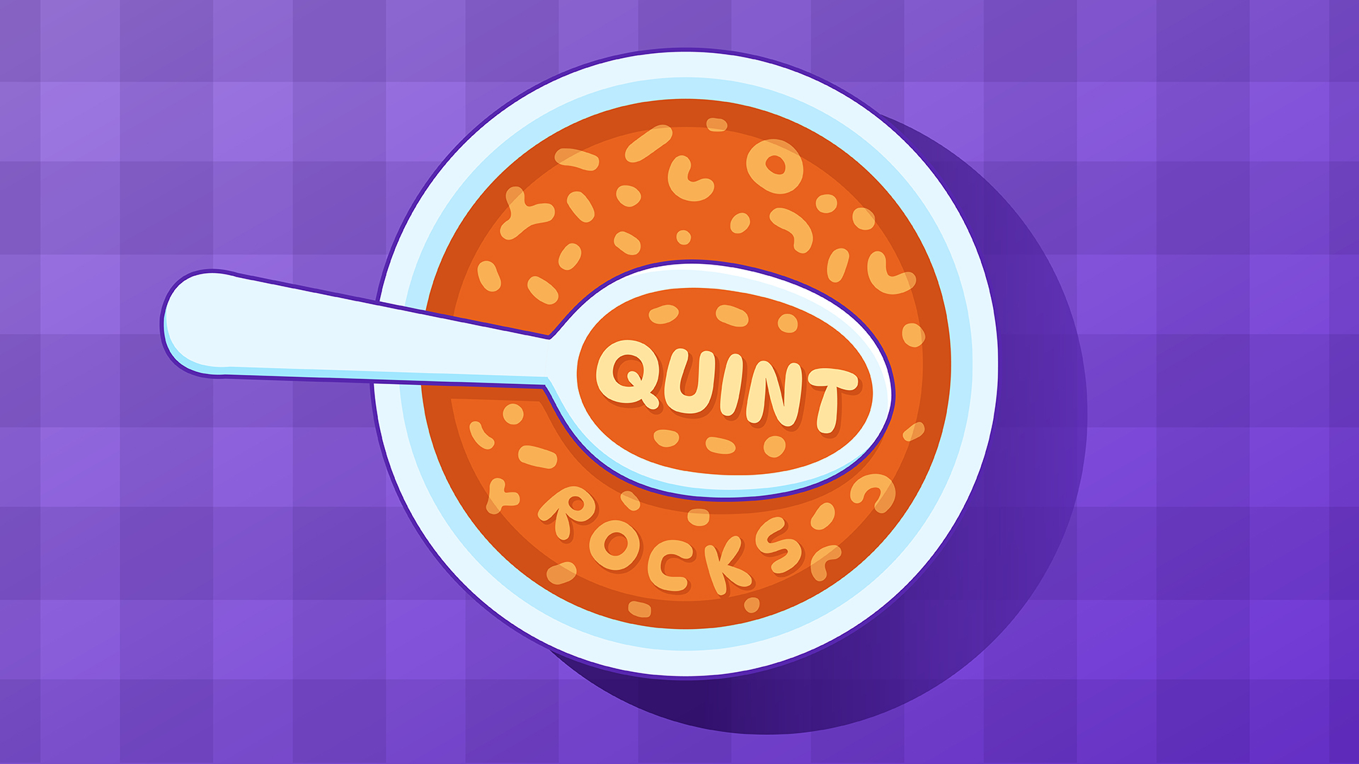 Alphabet soup with Quint Rocks spelled on it